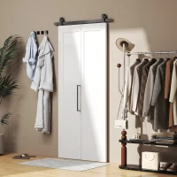 HOMCOM Porta Scorrevole a Libro Pieghevole a Portafoglio con Superficie Verniciabile, 90x210 cm, Bianco(m-9)