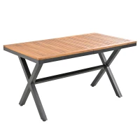 Set da pranzo da giardino 7 pezzi in rattan con 6 poltrone e tavolino, 140x80x76 cm, Beige(m-15)