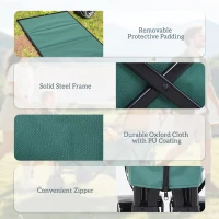 Outsunny 140L Festival Trolley on Wheels, Folding Camping Trolley Cart with Telescopic Handle, Big Wheels for Outdoor Garden Beach Fishing, Green(m-5)