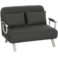 HOMCOM Two-Seater Click-Clack Sofa Bed - Charcoal Grey(m-1)