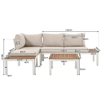 Ensemble de meubles de jardin, avec 2x canapés deux places, 2x tables d'appoint, 1x table, Beige(m-3)