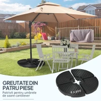Outsunny Set de greutati din 4 piese pentru baza umbrelei de gradina in consola pentru umbrelele cu articulatie tip banana, Greutati pentru umbrela  pentru suportul bazei, negru(m-4)