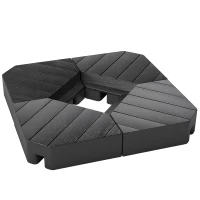 Outsunny Set 4 Mattonelle Base per Ombrellone a Braccio Riempibili con Acqua o Sabbia fino a 80 kg, Nero(m-10)