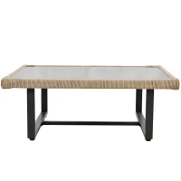 Ensemble de mobilier de jardin 4 pièces avec corde, canapé deux places, 2 fauteuils individuels et table basse, Beige(m-12)