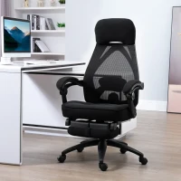 Vinsetto Office Chair with Footrest,High Back Swivel Desk Chair with Adjustable Height and Headrest for Home Office, Black(m-12)