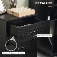 HOMCOM Bloco de Gavetas de Madeira Móvel para Arquivos de Escritório com 2 Gavetas para Escritório Secretaria 41x39x58cm Preto(m-6)