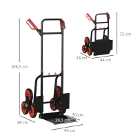 DURHAND Treppensteiger 120 kg Sackkarre Transportkarre Griff höhenverstellbar Klappbar Stahl 45 x 60 x 109 cm(m-3)