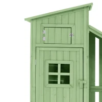 Abri de jardin avec 2 étagères, cabanon avec grand espace de rangement, 124x46x174 cm, Vert(m-5)