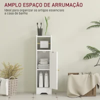 HOMCOM Armário de Casa de Banho Estreito Móvel Auxiliar de Casa de Banho 21x20x79 cm com Prateleira Ajustável Suporte para Papel Higiénico Branco(m-4)