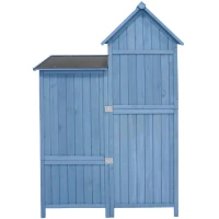 Abri de jardin avec 2 étagères, cabanon avec grand espace de rangement, 118x54x173 cm, Bleu(m-10)