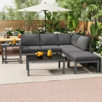 Ensemble de fauteuils de jardin pour 4 à 5 personnes, mobilier de jardin avec table d'appoint et table basse, 5 pièces, Gris(m-4)