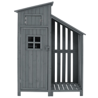 Dulap de grădină cu 2 rafturi, magazie de unelte cu spațiu de depozitare mare, 124L x 46P x 174Î cm, Gri