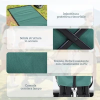 Outsunny Carrello da Giardino Carico max 70kg con Maniglia Telescopica, in Metallo e Tessuto Oxford, 108x55 cm, Verde(m-5)