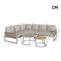 Juego de Salón de Jardín para 6-7 Personas Incluye Cojines de Asiento y Respaldo Beige(m-3)