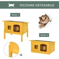 PawHut Cușcă pentru Animale Domestice din Lemn de Brad, 70x51.5x60cm(m-6)