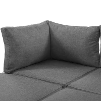 Set di mobili da giardino con 2 divani a 2 posti, 2 tavolini, 1 tavolo, 205x145x66 cm, Grigio(m-7)