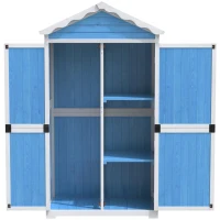 Abri de jardin en bois pour meubles d'extérieur, design résistant aux intempéries avec renforts en forme de X, 93x45x179 cm, Bleu(m-9)