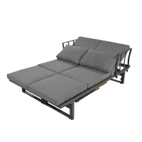 Ensemble de meubles de jardin 3 pièces, 2 canapés avec dossier réglable, coussins d'assise inclus, table réglable, Gris(m-13)