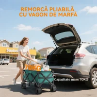 Outsunny Cărucior de Grădină cu Mâner Telescopic, Cărucior pentru Transport Obiecte până la 70 kg, 108x55 cm, Verde(m-7)
