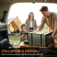 Outsunny Folding Garden Trolley, 180L Wagon Cart with Extendable Side Walls, for Beach, Camping, Festival, Green(m-5)