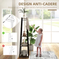 HOMCOM Cuier de Podea cu 8 Cârlige, 3 Rafturi și Poliță Superioară, Maro(m-6)