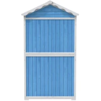 Abri de jardin en bois pour meubles d'extérieur, design résistant aux intempéries avec renforts en forme de X, 93x45x179 cm, Bleu(m-8)