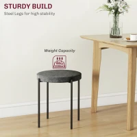 HOMCOM Keukenkrukken 4-stuks Set, Stapelbaar, Fluweeloptiek, tot 100kg, Metalen Frame, 41,5 x 41,5 x 46 cm, Donkergrijs(m-4)