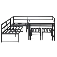 Ensemble de mobilier de jardin 5 pièces, ensemble de sièges avec dossier réglable, Noir+Gris(m-11)