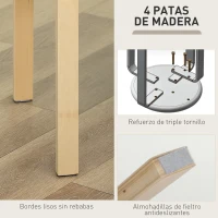 HOMCOM Juego de 4 Taburetes Redondos de Madera Apilables con Asiento Acolchado para Cocina Comedor Dormitorio Caqui(m-6)