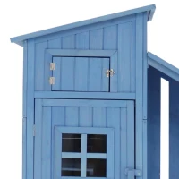 Abri de jardin avec 2 étagères, cabanon avec grand espace de rangement, 124x46x174 cm, Bleu(m-5)