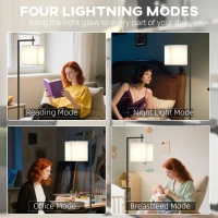 HOMCOM Floor Lamp for Living Room, 66" Modern Tall Standing Lamp with Adjustable Colour Temperatures & 10 Brightness Levels, Remote Control and Foot Switch for Bedroom Office, 9W LED Bulb Included(m-5)