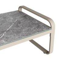 Set da giardino per 6-7 persone con struttura in ferro zincato e rattan, cuscini per seduta e schienale inclusi, 181x181x69 cm, Beige(m-11)