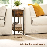 HOMCOM Narrow Side Table with Drawer and Storage Shelf - Rustic Brown(m-5)