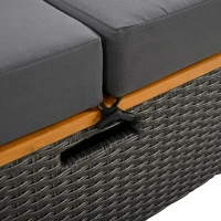 Set de fotolii lounge pentru grădină din ratan pentru 2 persoane, spătar reglabil, cu suport pentru picioare sau utilizabil ca pat de exterior, 120x74x95 cm, Gri(m-12)