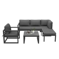 Ensemble de meubles de jardin, avec 2 canapés, 1 canapé individuel et 1 table, Gris(m-2)