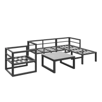 Ensemble de meubles de jardin, avec 2 canapés, 1 canapé individuel et 1 table, Gris(m-7)
