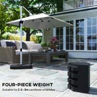 Outsunny Umbrella Weights for Cantilever Parasols, Set of 4 Heavy Duty Parasol Base Stand Weights, 80kg Sand or 60kg Water Filled, Black(m-4)