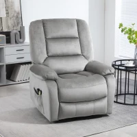 HOMCOM Velvet-Feel Electric Lift-and-Recline Massage Armchair, with Remote - Grey(m-11)