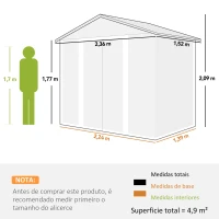 Outsunny Abrigo de Jardim 3m² 152x235,7x208,7 cm Abrigo de Jardim com 2 Portas de Correr e 4 Janelas de Ventilação Madeira e Marrom(m-3)