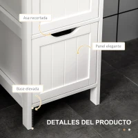 HOMCOM Armario Alto de Baño Estrecho con 3 Cajones y 2 Estantes Abiertos Estilo Moderno 30x30x141,6 cm Blanco(m-5)