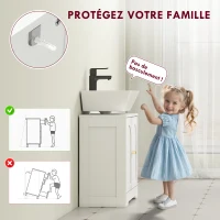 HOMCOM Meuble sous lavabo salle de bain avec placard à portes et étagère réglable, pour bassin avec ou sans pédestal, blanc(m-6)
