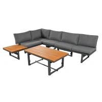 Ensemble de meubles de jardin 3 pièces, 2 canapés avec dossier réglable, coussins d'assise inclus, table réglable, Gris(m-15)