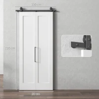 HOMCOM Porta Scorrevole a Libro Pieghevole a Portafoglio con Superficie Verniciabile, 90x210 cm, Bianco(m-3)