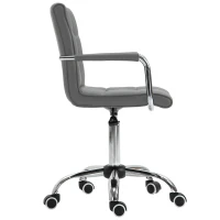Vinsetto PU Leather Home Office Desk Chair, Computer Chair with Mid Back, Arm, Swivel Wheels, Adjustable Height, Grey(m-14)