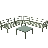 Juego de Muebles de Jardín para 4-5 Asientos 1 Mesa de Centro de Vidrio Templado Cómodos Cojines y Almohadas Beige(m-6)