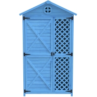 Abri de jardin en bois pour l'extérieur, cabanon résistant aux intempéries, avec beaucoup d'espace de rangement et une construction en bois robuste, 90x56,5x175,3 cm, Bleu