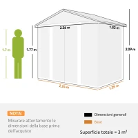Outsunny Casetta da Giardino Porta Attrezzi con Porte Scorrevoli e Pareti Effetto Legno, 2.3x1.5x2 m, Marrone(m-3)