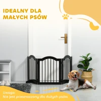 PawHut Bramka ochronna, osłona dla psa, różne konfiguracje, 3-częściowa, z dwoma nóżkami podporowymi, stabilna, składana, do użytku wewnątrz i na zewnątrz, MDF, czarna, 154,5 x 29,5 x 61 cm(m-4)