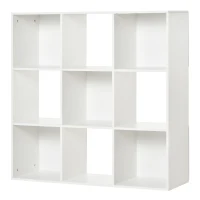 HOMCOM Estante para Livros de 3 Níveis Estante de Madeira com 9 Compartimentos Estante Modular 91,5x29,5x91,5 cm Branco(m-10)