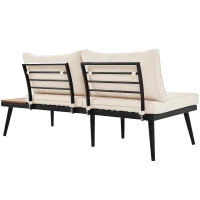 Garten Loungesessel Set für 5-6 Personen, 2 Zweisitzer-Sofas, 2 Einzelsessel, 2 Tische, Beige(m-14)